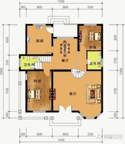 这15款二层别墅，户型方正施工简单，主体造价最低只要18万