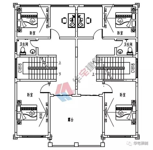 占地150平米的双拼自建房设计图纸,a双拼叉车,斗大气图纸制作图片
