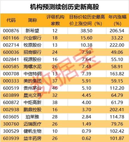 2019最高价股票