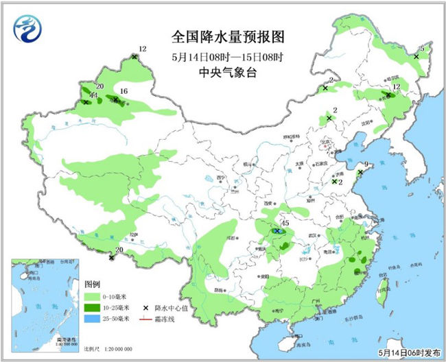 15日起黄淮及东北地区有明显降水15日起江南中东部有高温天气