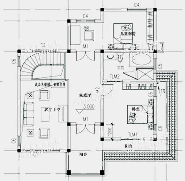 140平方米农村二层自建别墅图纸，双落地窗+挑空客厅，造价20万！