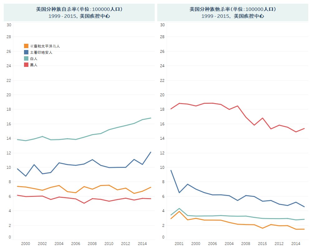 美国种族差别数据说:自杀与他杀