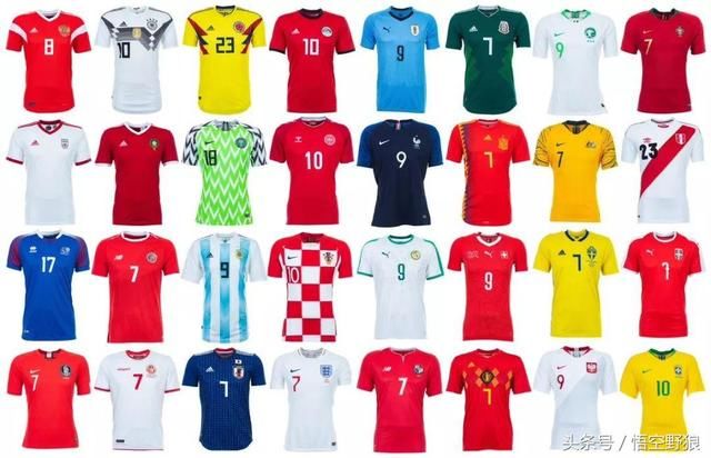 2018世界杯32支球队的球衣,橙色郁金香…赛场