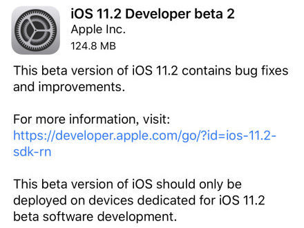 苹果iOS 11.2 Beta2正式推送 消除弹窗bug但体