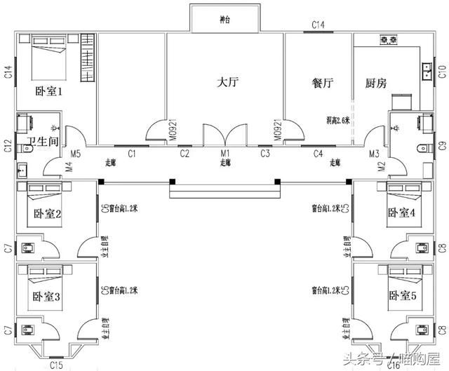 “U”型实用农村别墅，五室三厅两卫，气派十足，住的舒服！