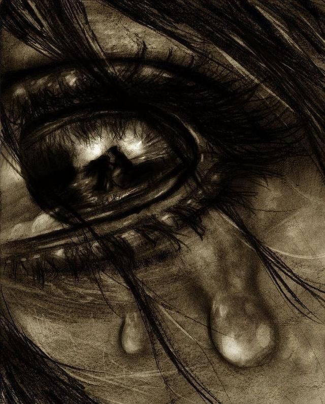 绘画基础教程:流泪的眼睛素描画 伤感素描图片