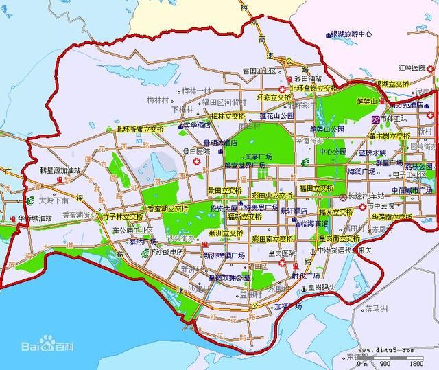 划分为10个地区的深圳