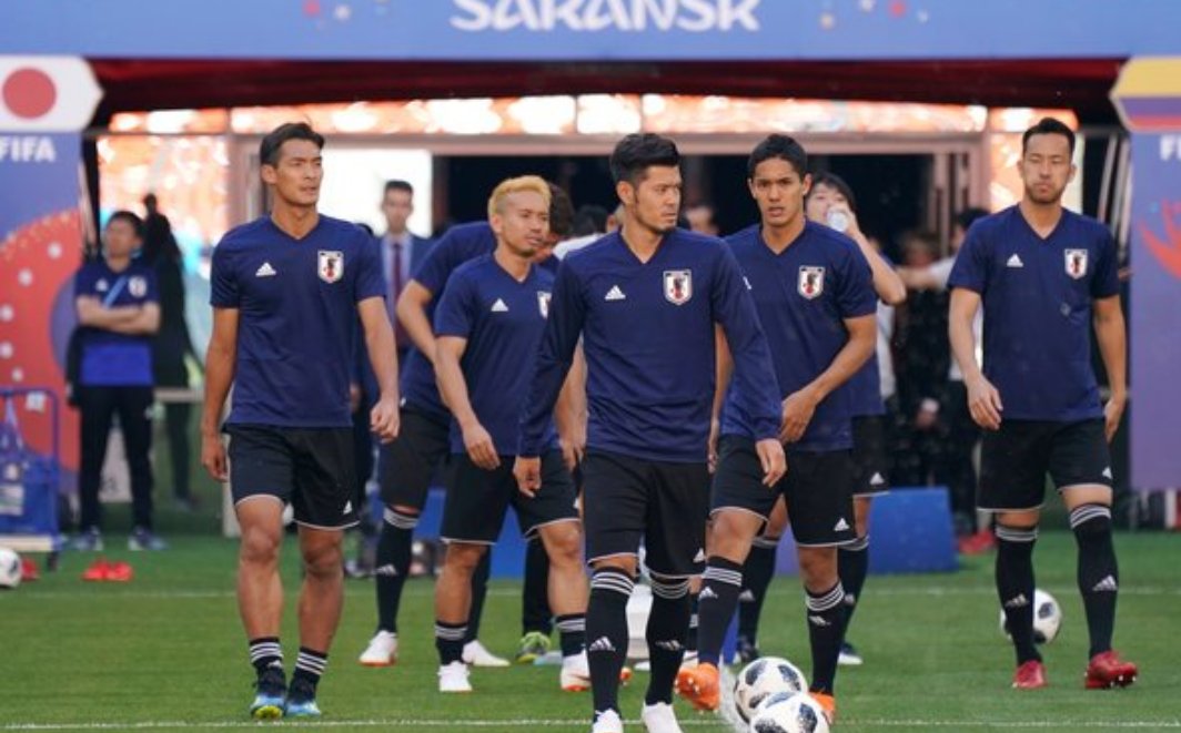 俄罗斯世界杯日本赛前踩场训练,6月19号日本队