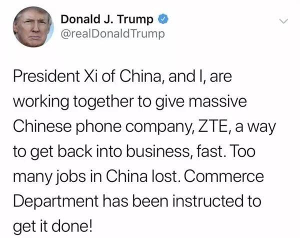 突然!美国总统\＂解禁\＂中兴