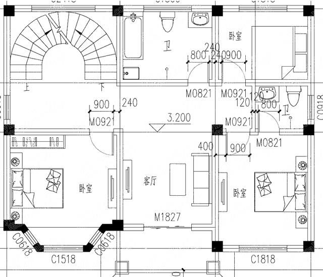 自建小面积二层别墅设计图展示