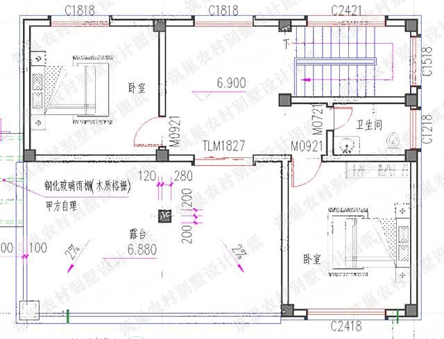 1510米2厅6卧三层农村自建房设计图,多露台设计造价25