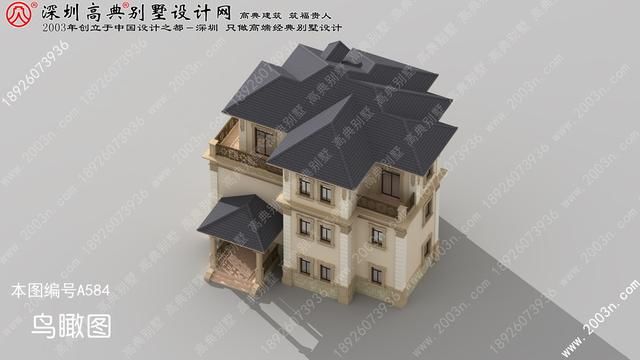 简单别墅效果图3层农村住宅设计图