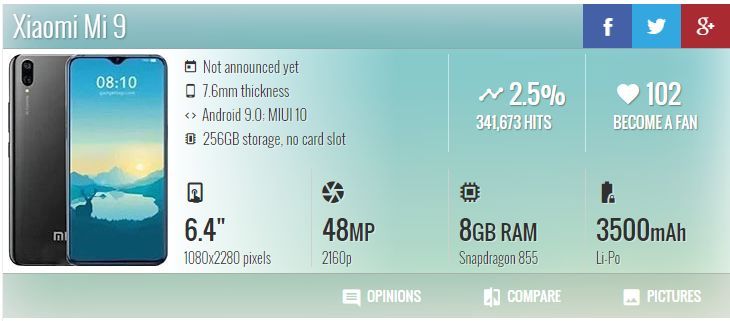 小米9新细节曝光,难道又是水滴屏?