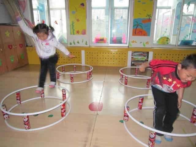 幼儿园自制体育器械一物多玩,喜欢吗?