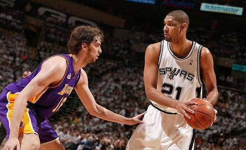 加索尔能抗衡邓肯吗?生涯55场交手数据对比,球