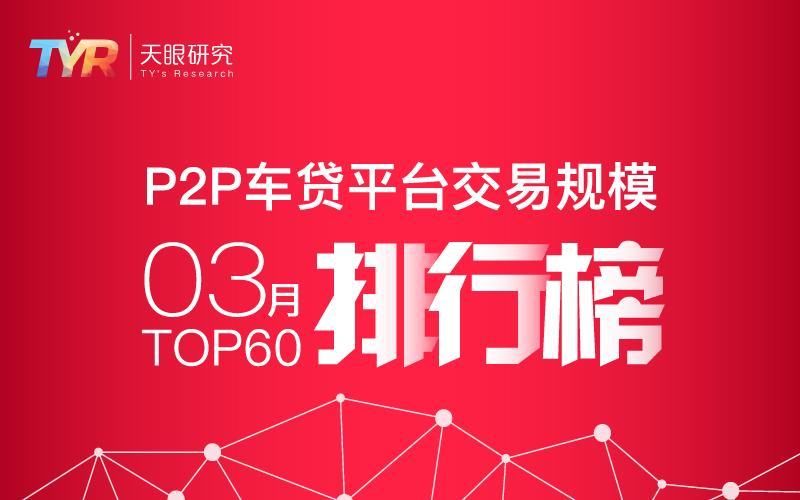 3月P2P车贷平台交易规模TOP60排行榜