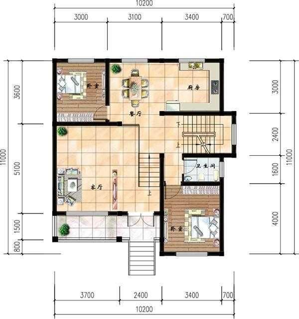 10X11M二层带地下室别墅, 实用美观一看就爱, 接地气户型最讨喜