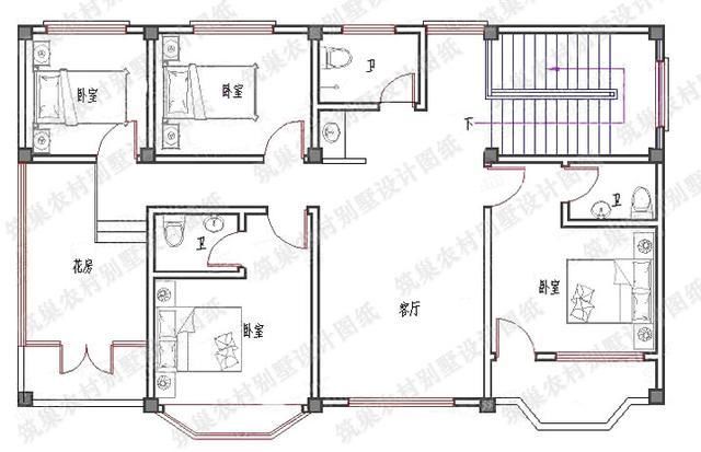 3款开间面宽10米左右30万以内新农村自建别墅全套施工设计图