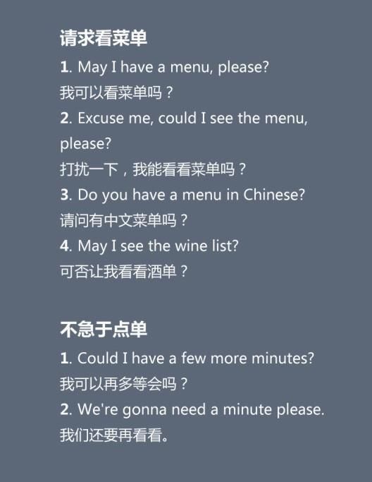 出国餐厅点餐必备英语,英语口语短句,能快速提