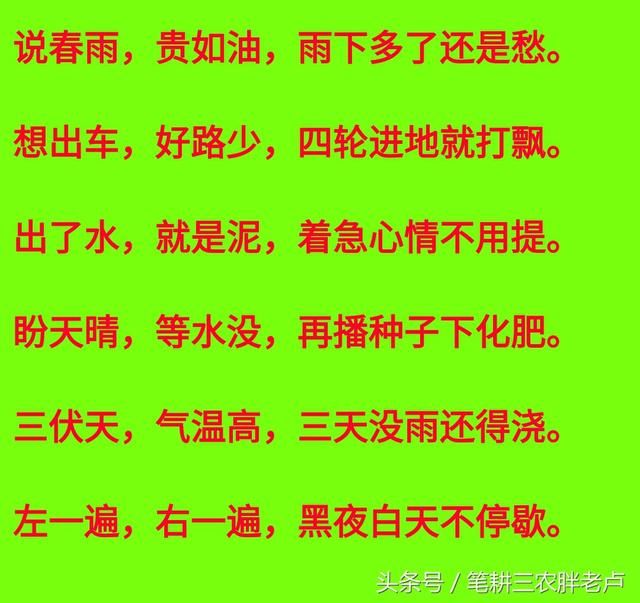 农民难顺口溜！春耕秋收汗夹背，起早贪黑确实累！一把心酸一把泪