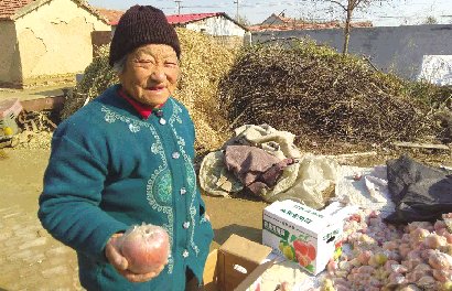 苹果滞销,东营利津七旬大娘犯了愁 志愿者伸出