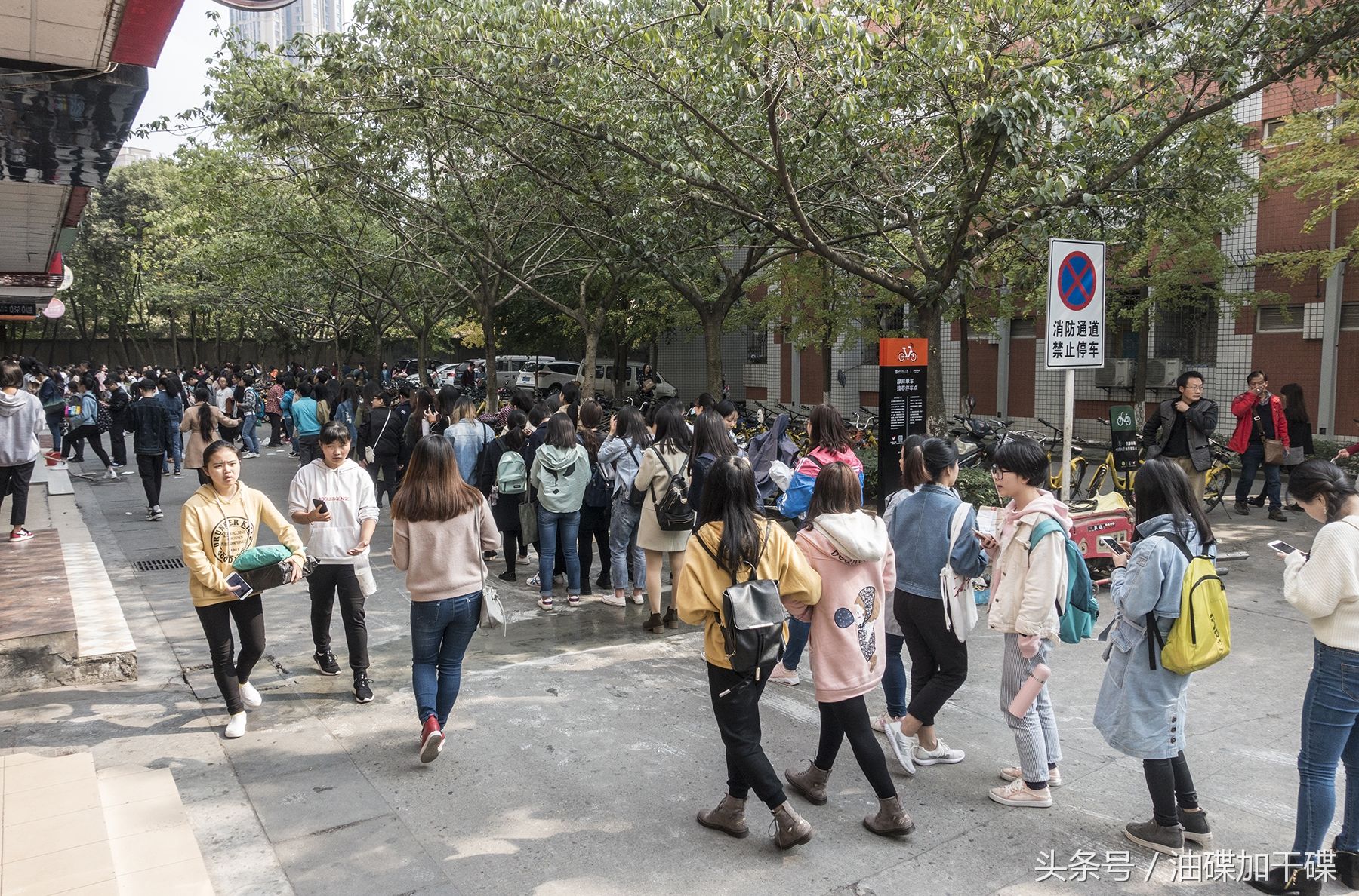 双十一过后 成都高校学生排百米长队领快递