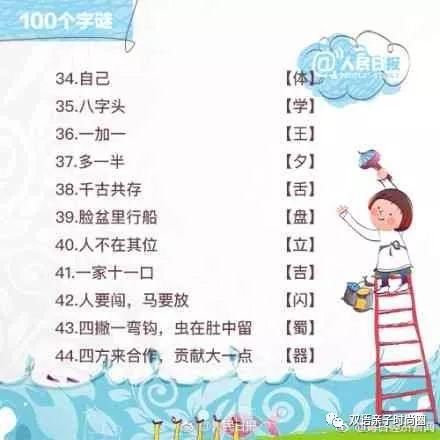 100个字谜，锻炼宝宝的脑力，学文字、长知识！记得分享和收藏