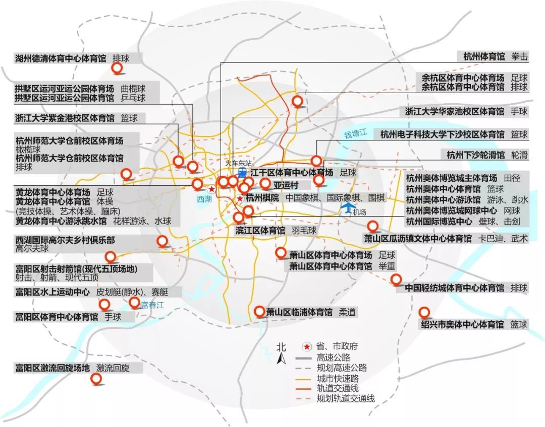 收藏!杭州2022年亚运场馆赛事地图,哪个是你最