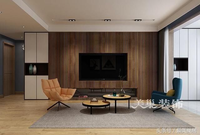 美巢光合世界126平装修样板间 电视背景墙两侧