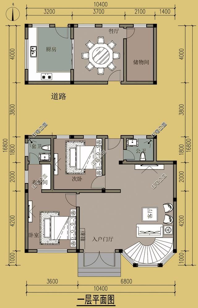 农村简欧式自建房，3层10米x17米没厨房？这样的布局真挺多