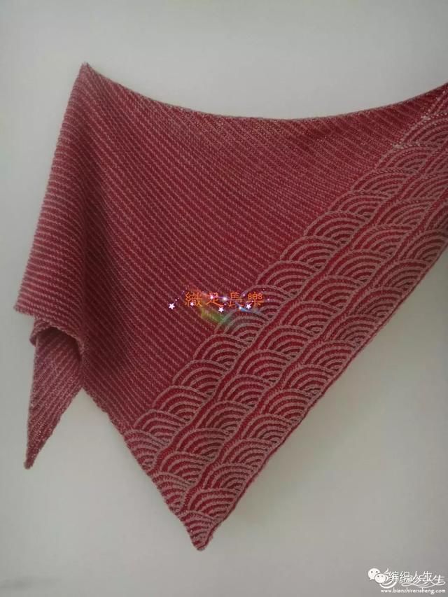 双色双面编织女士棒针披肩(附教程)