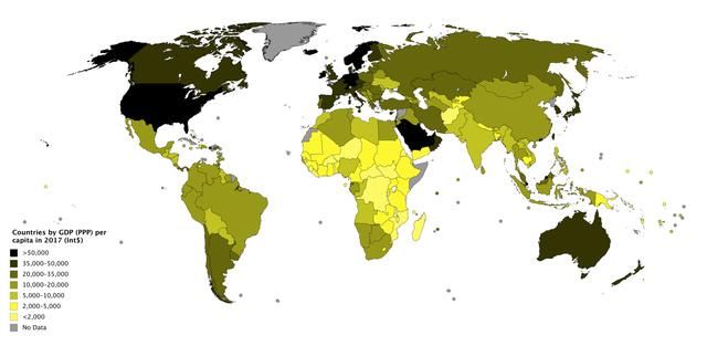 世界各国人均GDP排名,和中国一样富裕的有哪