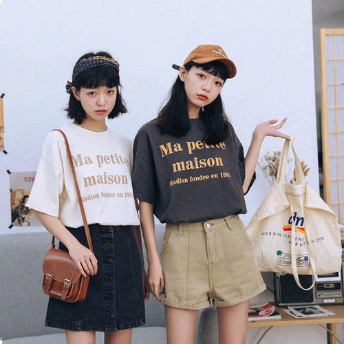 港味2018春夏新款潮牌短袖t恤女韩版宽松情侣