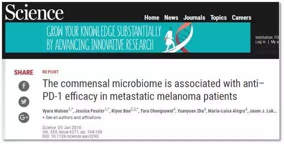 3篇《Science》聚焦肠道微生物对肿瘤免疫治疗的影响！