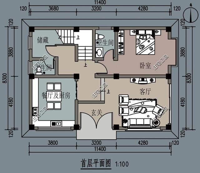 农村别墅户型3套，设计新模式，效果图平面图自由组合