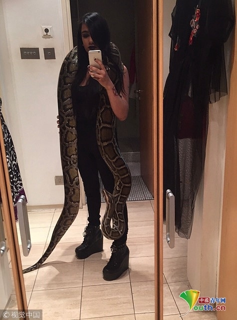 英国重口味女子与5米巨蟒同居 公寓共有16条蛇