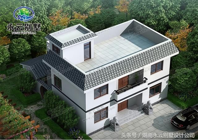 永云AT1607带内庭院二层简约实用平顶房屋设计图