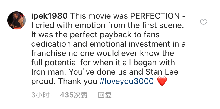 钢铁侠发文感谢所有人 网友:爱你3000遍