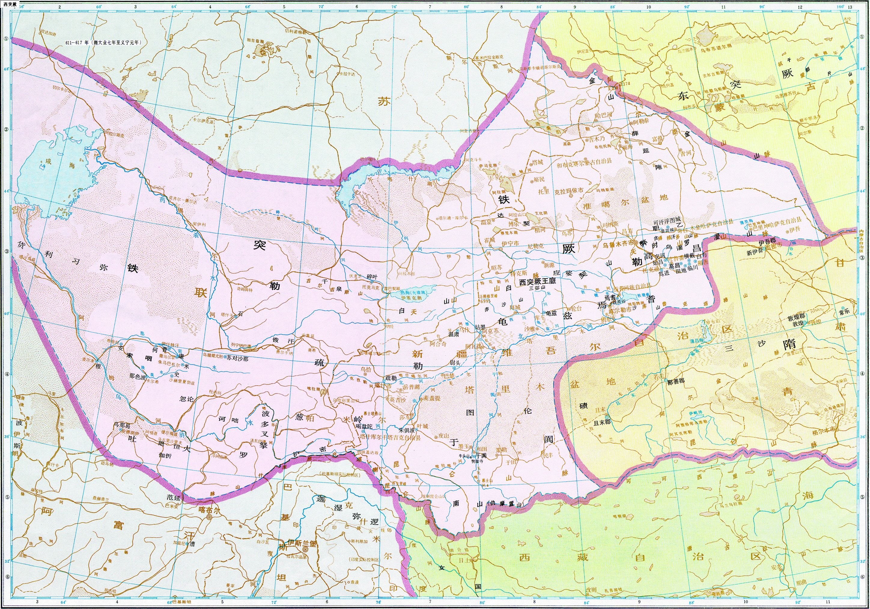 中国古代隋朝各地区地图