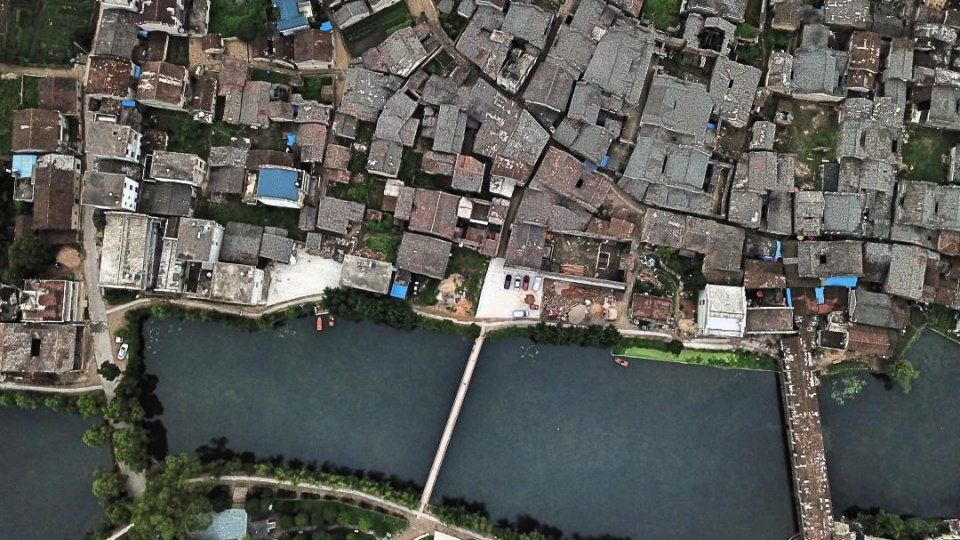 航拍江西流坑千年古村，上帝的视觉发现古人的建筑布局