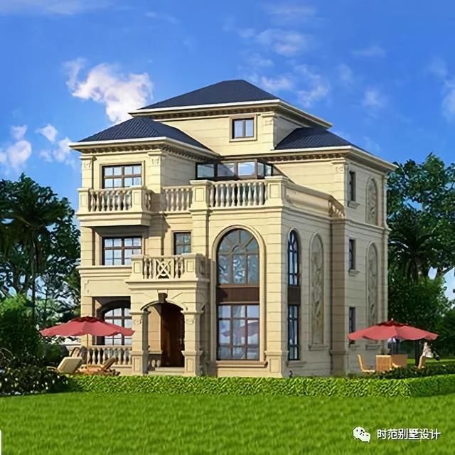带书房和衣帽间的10x14米三层欧式别墅,8室3厅,最低造价40万!