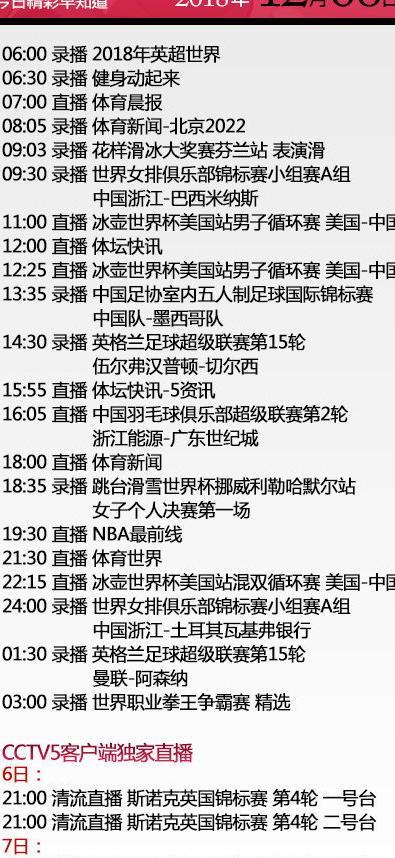 央视今日节目单 5+直播CBA广东战上海 央5转