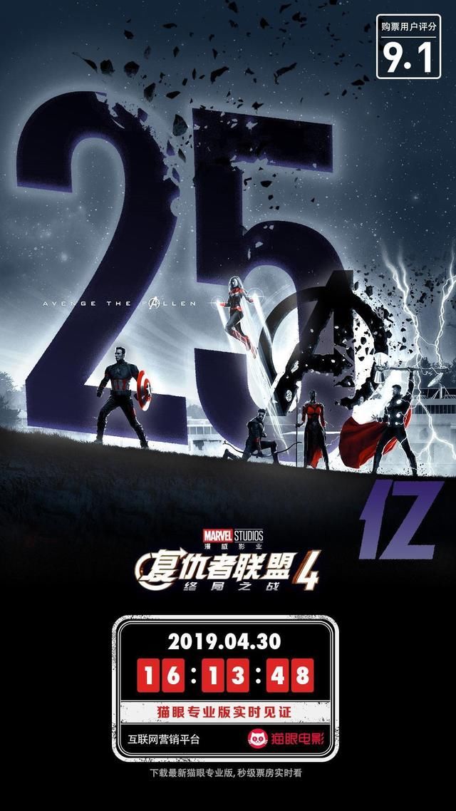 复联4票房破25亿,刷新流浪地球中国影史破25