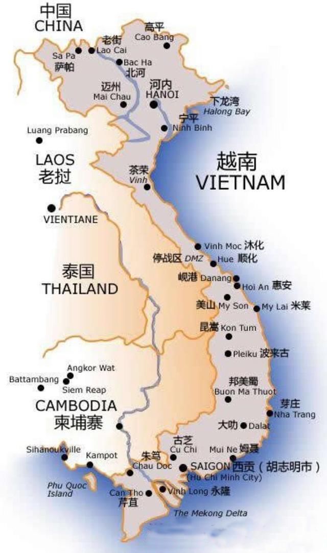 越南主要城市地图图片