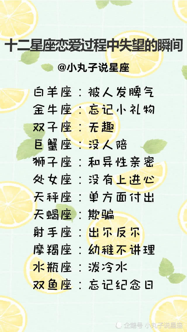 12星座输掉爱情的最大弱点，十二星座恋爱过程中失望的瞬间