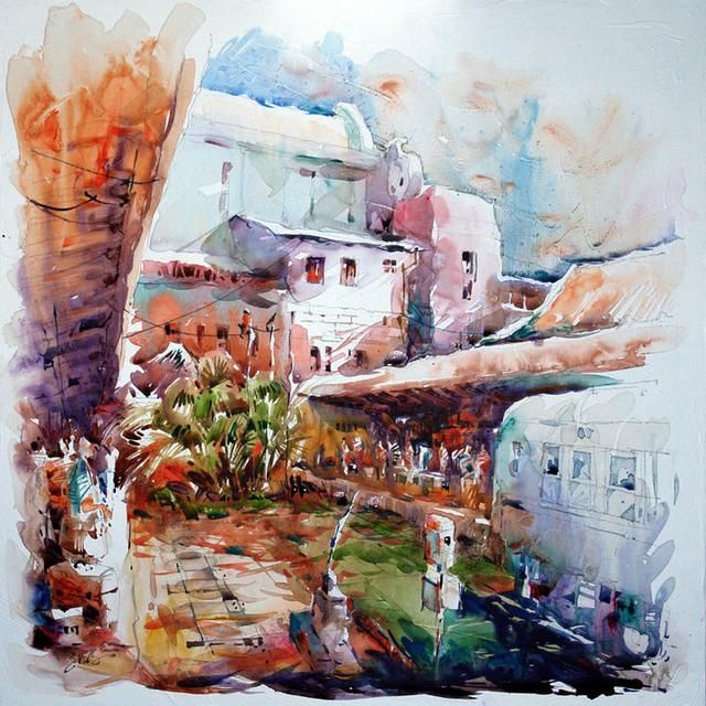 看了他的水彩风景画,让人流连忘返