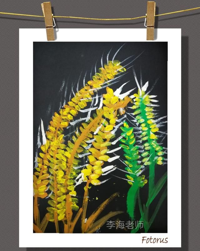 少儿水粉涂鸦绘画|夏忙收麦子,小朋友们画的麦