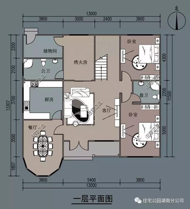 新农村自建2层方正小别墅，13X13米布局设计，经典大气！