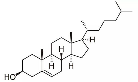 胆固醇的化学式图(来源:维基 百科