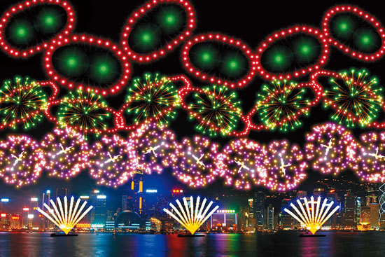香港大年初二烟花贺岁 猪鼻图案将现维港夜空
